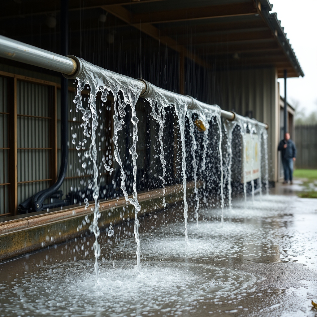 Récupération d'eau de pluie en cours de pose (illustration)